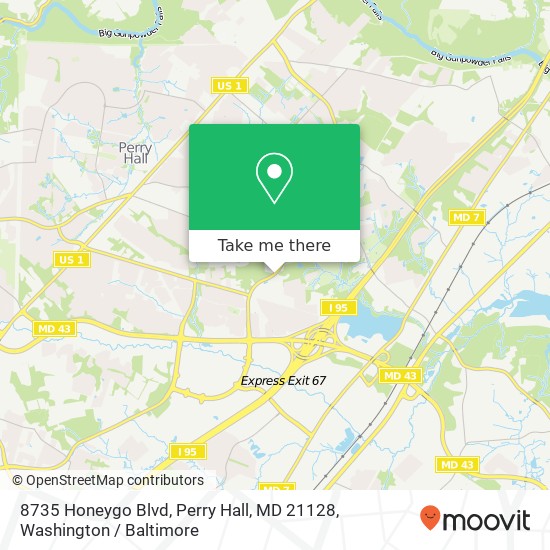 Mapa de 8735 Honeygo Blvd, Perry Hall, MD 21128