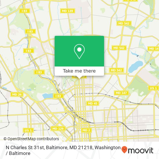 N Charles St 31st, Baltimore, MD 21218 map