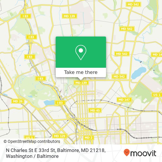 Mapa de N Charles St E 33rd St, Baltimore, MD 21218