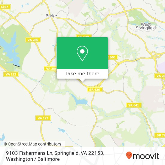 Mapa de 9103 Fishermans Ln, Springfield, VA 22153