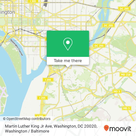 Mapa de Martin Luther King Jr Ave, Washington, DC 20020