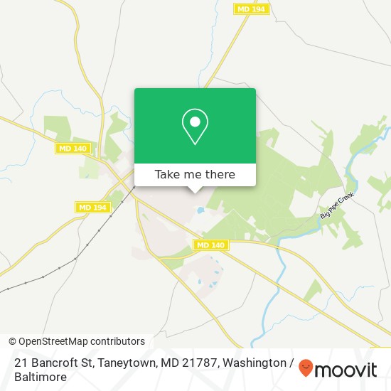 Mapa de 21 Bancroft St, Taneytown, MD 21787