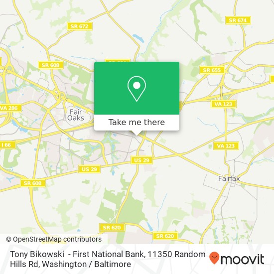 Mapa de Tony Bikowski  - First National Bank, 11350 Random Hills Rd
