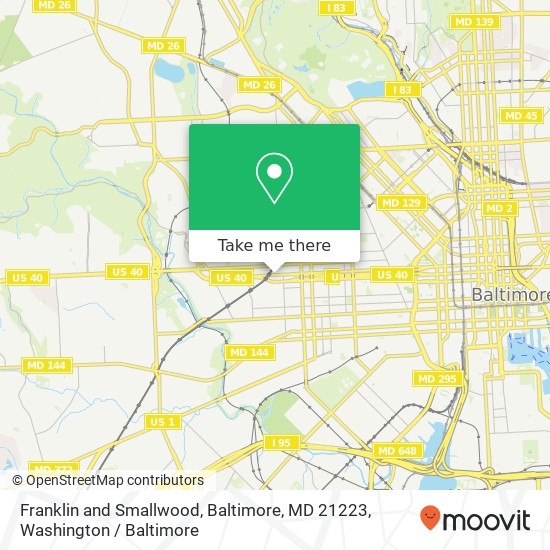 Franklin and Smallwood, Baltimore, MD 21223 map