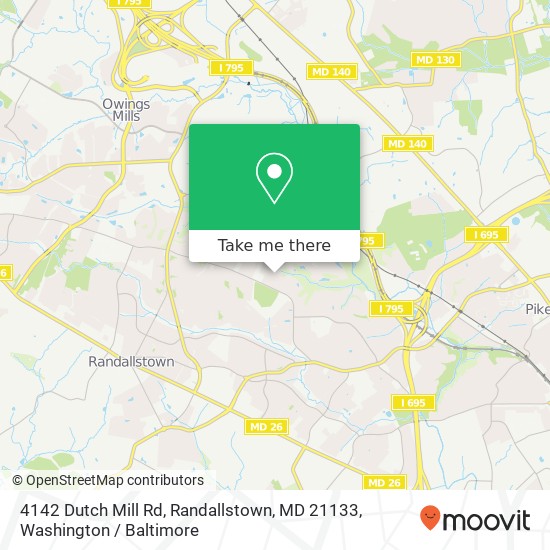 Mapa de 4142 Dutch Mill Rd, Randallstown, MD 21133