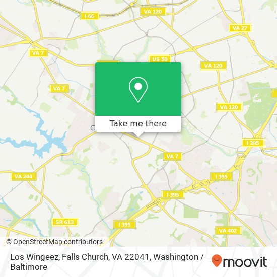 Mapa de Los Wingeez, Falls Church, VA 22041