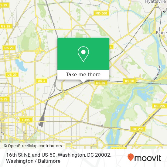 Mapa de 16th St NE and US-50, Washington, DC 20002