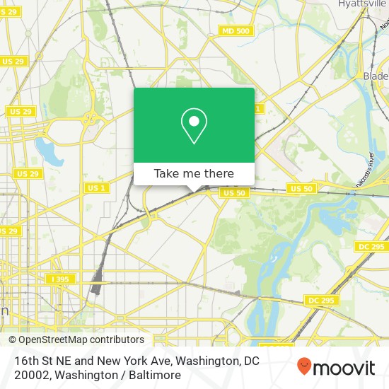 Mapa de 16th St NE and New York Ave, Washington, DC 20002