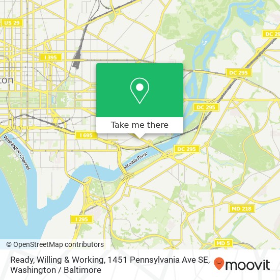 Mapa de Ready, Willing & Working, 1451 Pennsylvania Ave SE