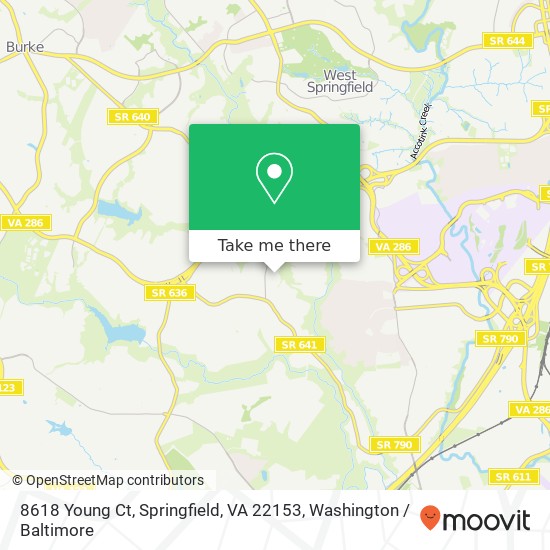 Mapa de 8618 Young Ct, Springfield, VA 22153