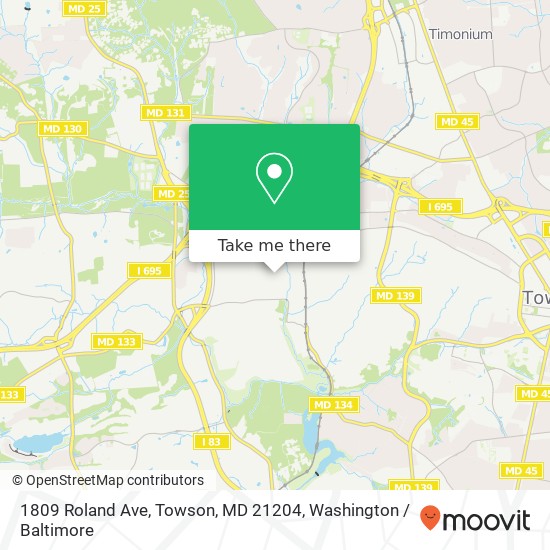 Mapa de 1809 Roland Ave, Towson, MD 21204