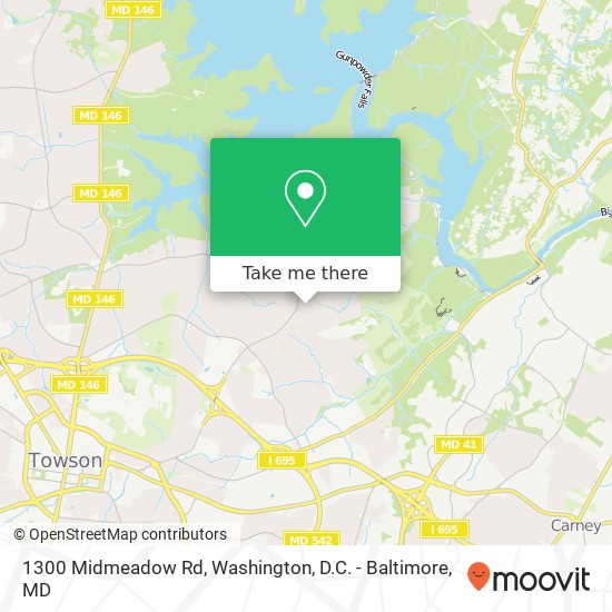 Mapa de 1300 Midmeadow Rd, Towson, MD 21286