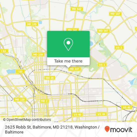 Mapa de 2625 Robb St, Baltimore, MD 21218