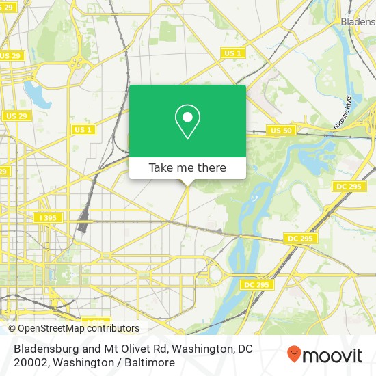 Bladensburg and Mt Olivet Rd, Washington, DC 20002 map