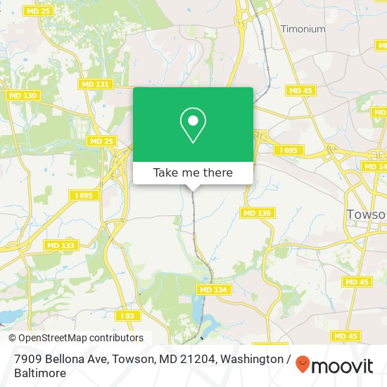 Mapa de 7909 Bellona Ave, Towson, MD 21204