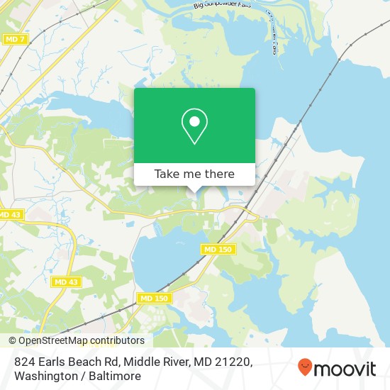 Mapa de 824 Earls Beach Rd, Middle River, MD 21220