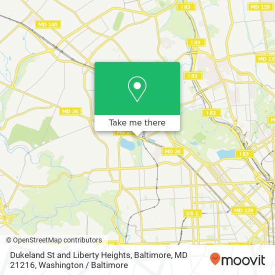 Mapa de Dukeland St and Liberty Heights, Baltimore, MD 21216