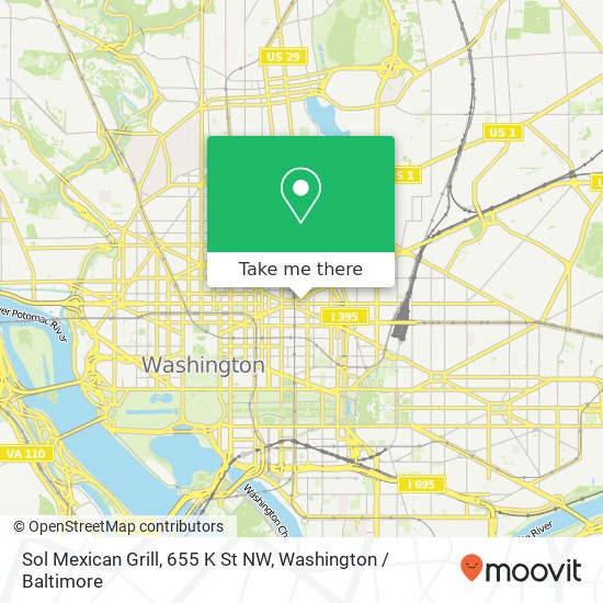 Mapa de Sol Mexican Grill, 655 K St NW