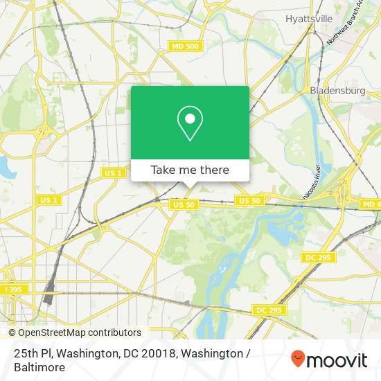 Mapa de 25th Pl, Washington, DC 20018