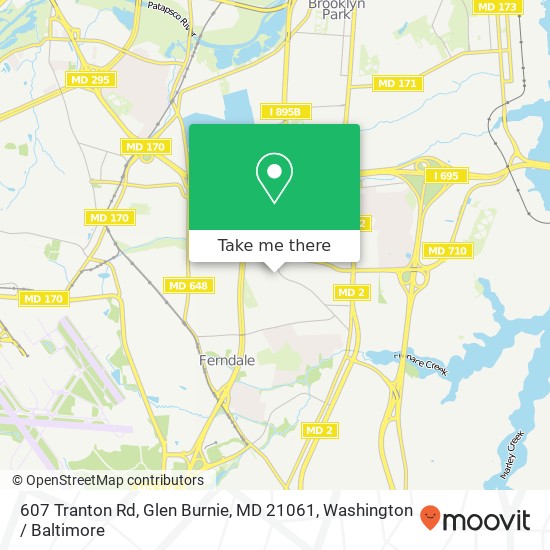 Mapa de 607 Tranton Rd, Glen Burnie, MD 21061