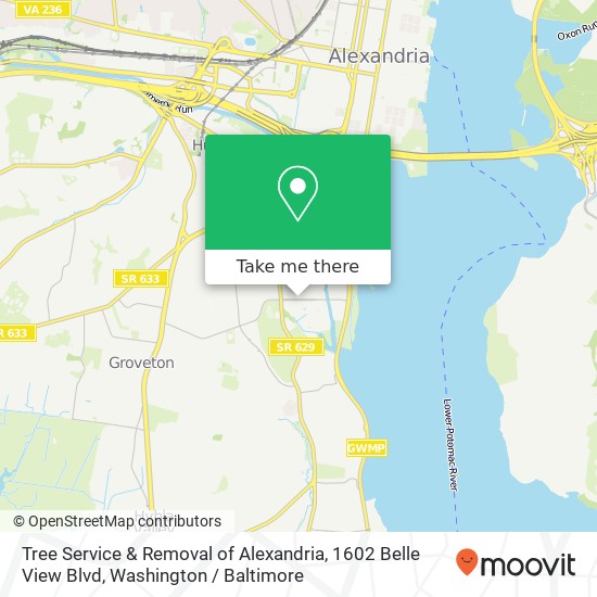 Mapa de Tree Service & Removal of Alexandria, 1602 Belle View Blvd