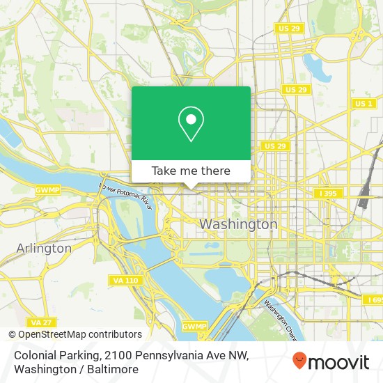 Mapa de Colonial Parking, 2100 Pennsylvania Ave NW