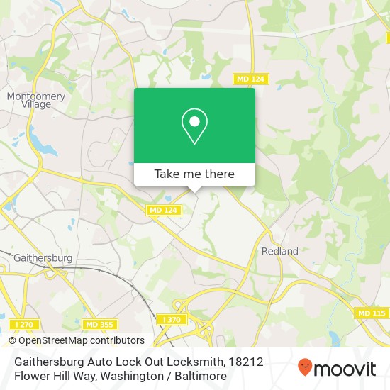 Mapa de Gaithersburg Auto Lock Out Locksmith, 18212 Flower Hill Way