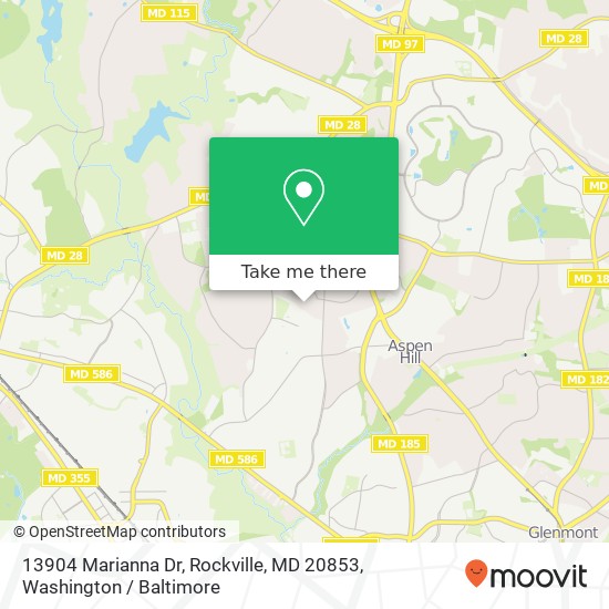 Mapa de 13904 Marianna Dr, Rockville, MD 20853