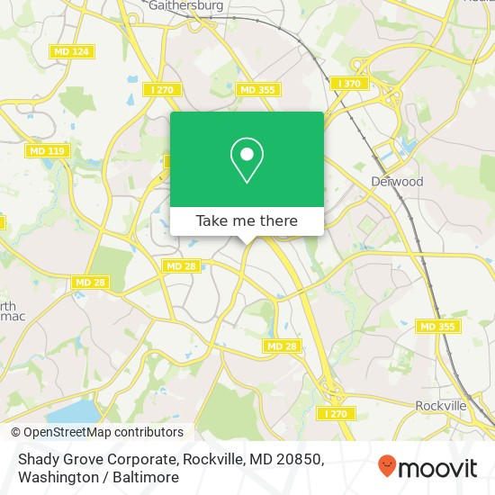 Mapa de Shady Grove Corporate, Rockville, MD 20850