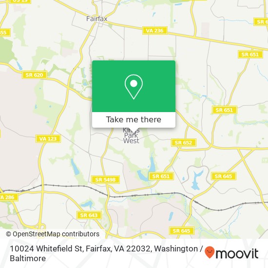 Mapa de 10024 Whitefield St, Fairfax, VA 22032