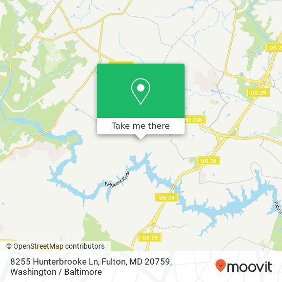 Mapa de 8255 Hunterbrooke Ln, Fulton, MD 20759