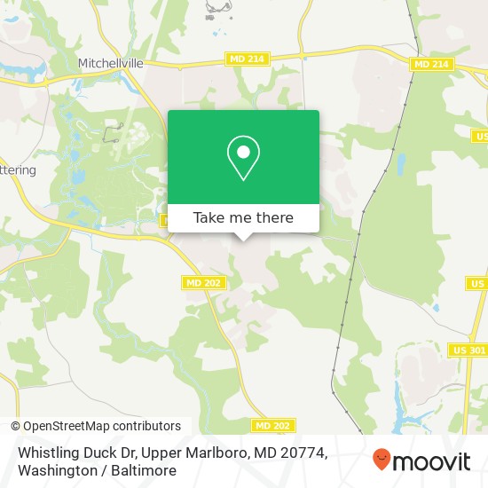 Mapa de Whistling Duck Dr, Upper Marlboro, MD 20774