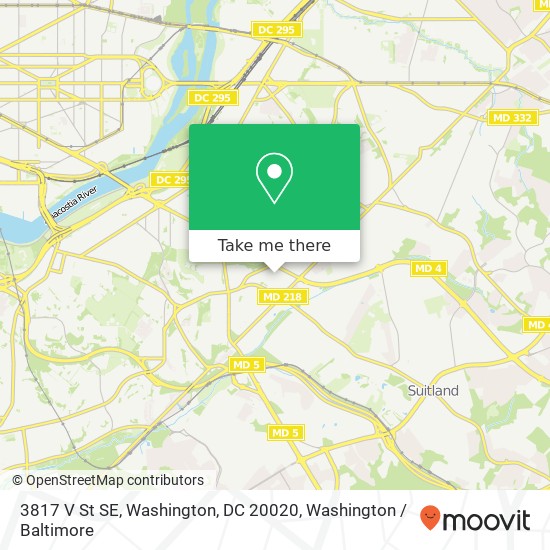 Mapa de 3817 V St SE, Washington, DC 20020