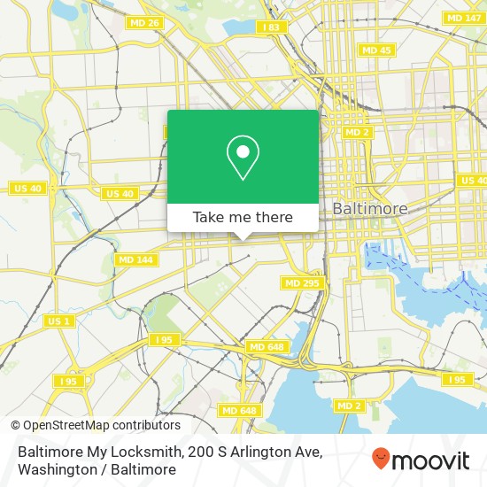 Mapa de Baltimore My Locksmith, 200 S Arlington Ave