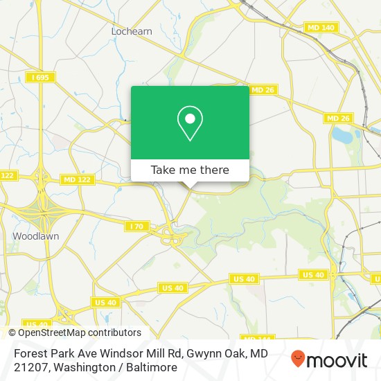Mapa de Forest Park Ave Windsor Mill Rd, Gwynn Oak, MD 21207