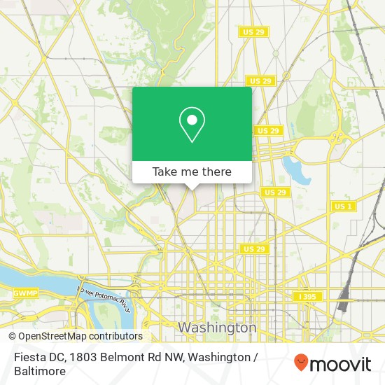 Mapa de Fiesta DC, 1803 Belmont Rd NW