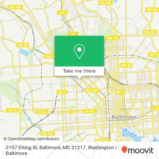Mapa de 2107 Etting St, Baltimore, MD 21217