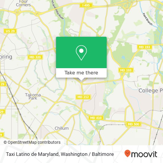 Taxi Latino de Maryland map