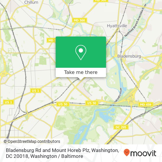 Mapa de Bladensburg Rd and Mount Horeb Plz, Washington, DC 20018
