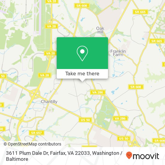 Mapa de 3611 Plum Dale Dr, Fairfax, VA 22033