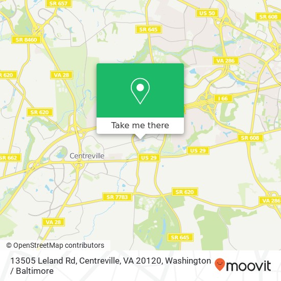 Mapa de 13505 Leland Rd, Centreville, VA 20120