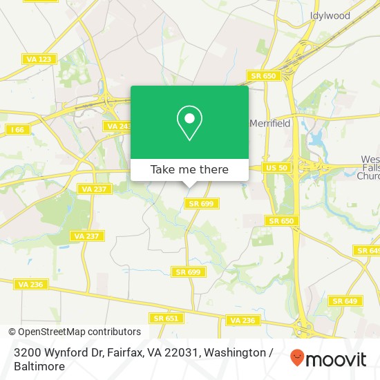 Mapa de 3200 Wynford Dr, Fairfax, VA 22031