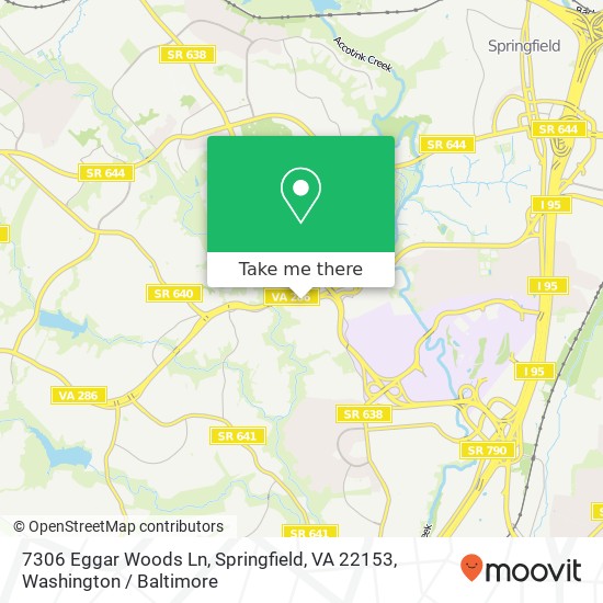 Mapa de 7306 Eggar Woods Ln, Springfield, VA 22153