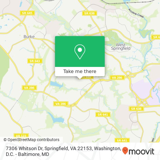 Mapa de 7306 Whitson Dr, Springfield, VA 22153