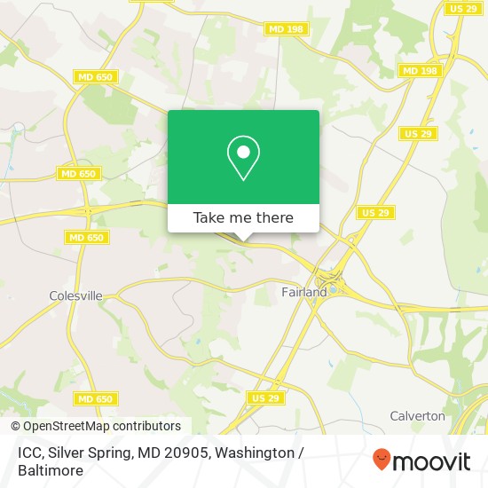 Mapa de ICC, Silver Spring, MD 20905