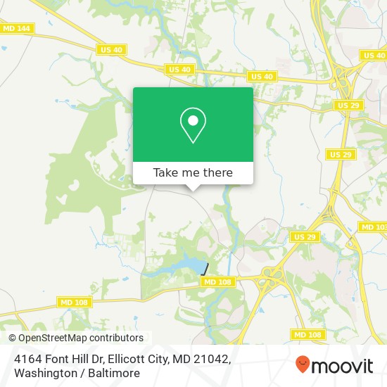 Mapa de 4164 Font Hill Dr, Ellicott City, MD 21042