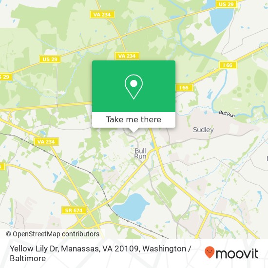 Mapa de Yellow Lily Dr, Manassas, VA 20109