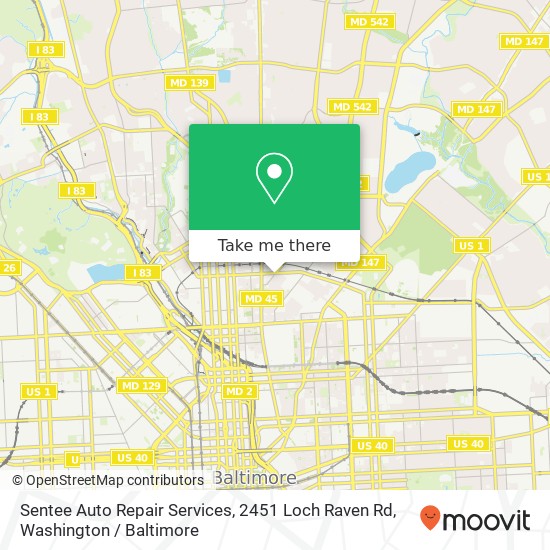 Sentee Auto Repair Services, 2451 Loch Raven Rd map