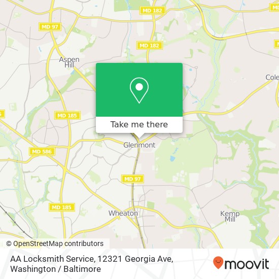 AA Locksmith Service, 12321 Georgia Ave map