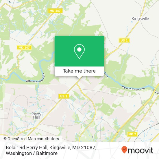 Mapa de Belair Rd Perry Hall, Kingsville, MD 21087